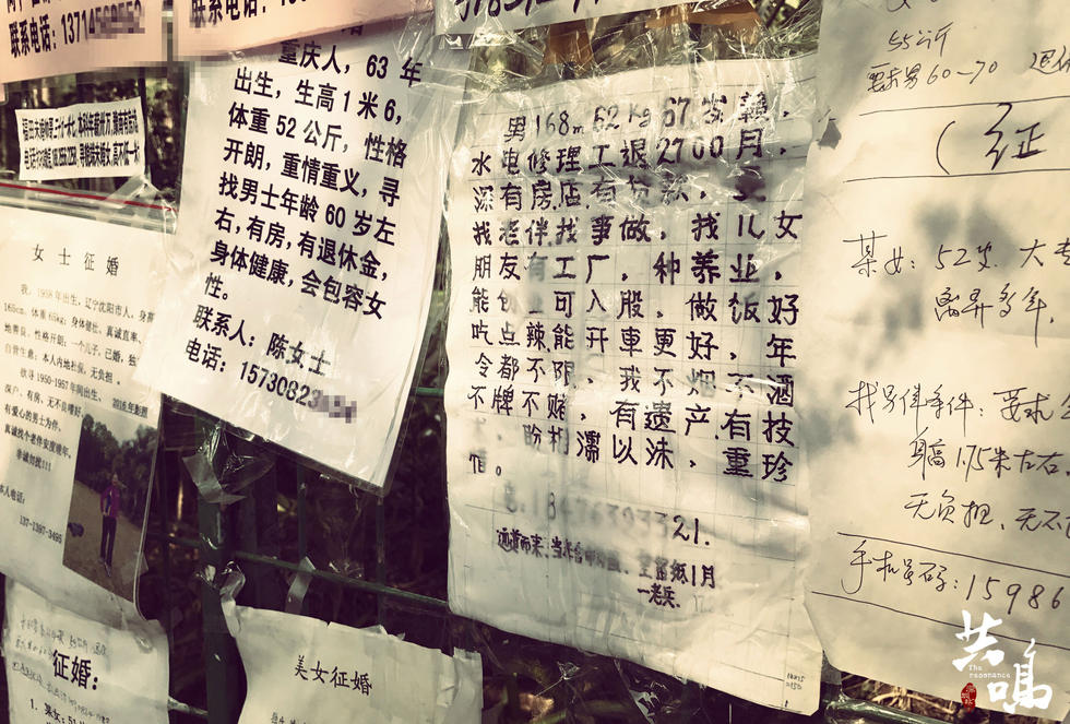 老周再次来到莲花山相亲角,看看自己的征婚告示,若是湿了脏了,便修复