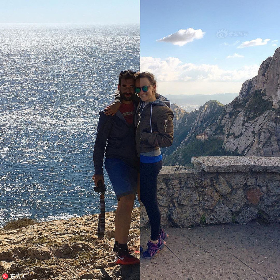 另类秀恩爱国外异地情侣拼接旅行照